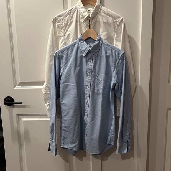 UNIQLO Oxford Slim Shirts, 1x White and 1x Blue, Men's XS - Picture 1 of 10